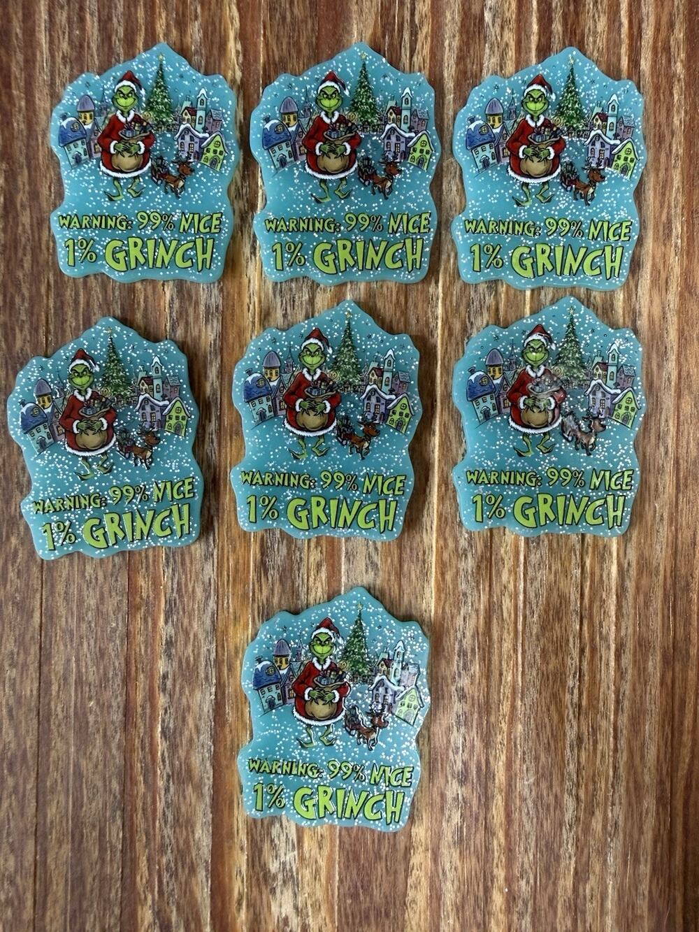 7 Pc 1% Grinch Acrylic Flatbacks